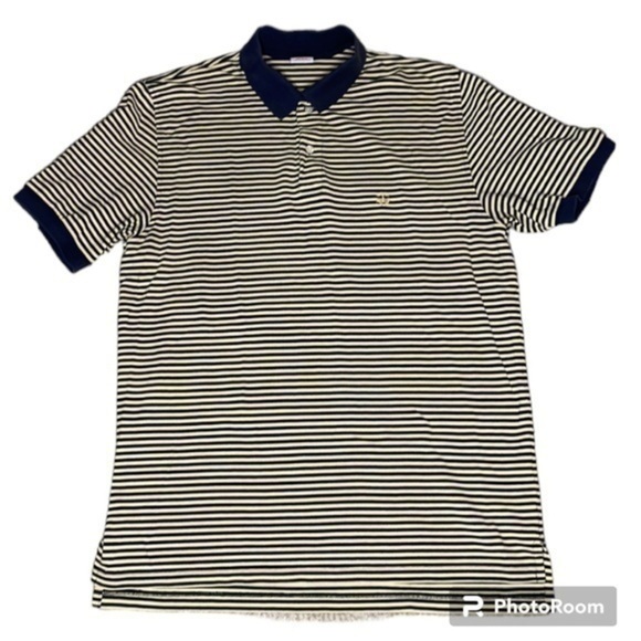 BROOKS BROTHERS | MENS BROOKS BROTHERS YELLOW AND NAVY COLLARED POLO, SIZE L - Picture 1 of 5